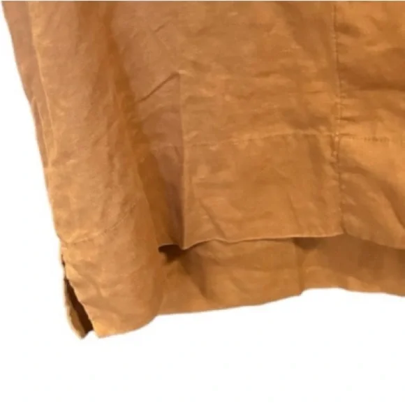 Quince Linen Shirt Golden Brown Short Sleeve L - Picture 6 of 8